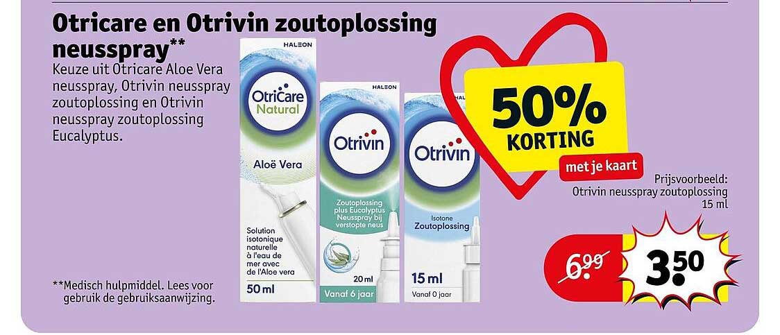 Otricare en Otrivin zoutoplossing neusspray