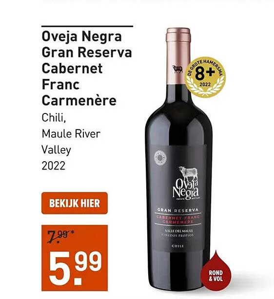 Oveja Negra Gran Reserva Cabernet Franc Carmenère Chili, Maule River Valley 2022