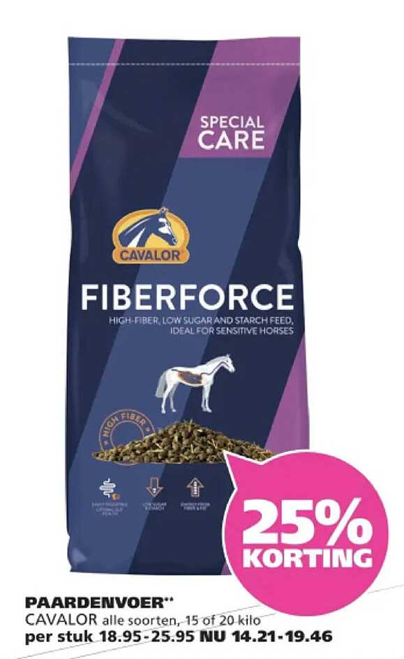 PAARDENVOER CAVALOR alle soorten, 15 of 20 kilo 25% KORTING