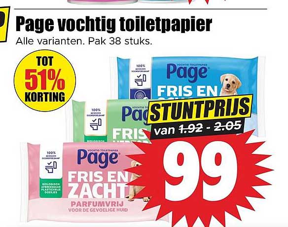 Page vochtig toiletpapier
