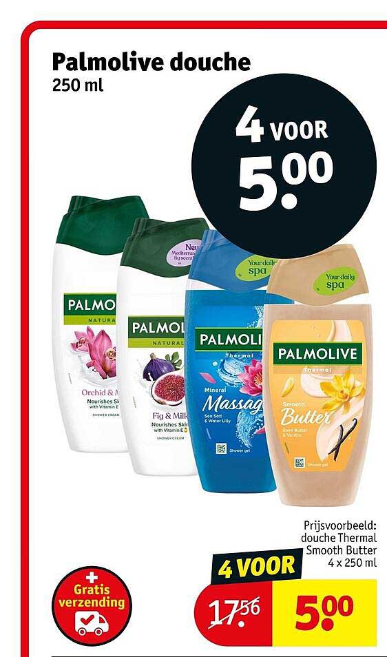 Palmolive douche 250 ml 4 voor 5.00
