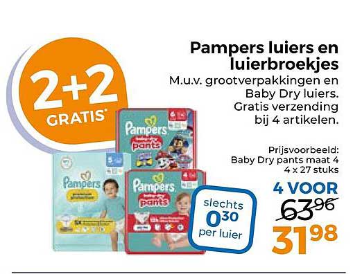 Pampers luiers en luierbroekjes 2+2 GRATIS