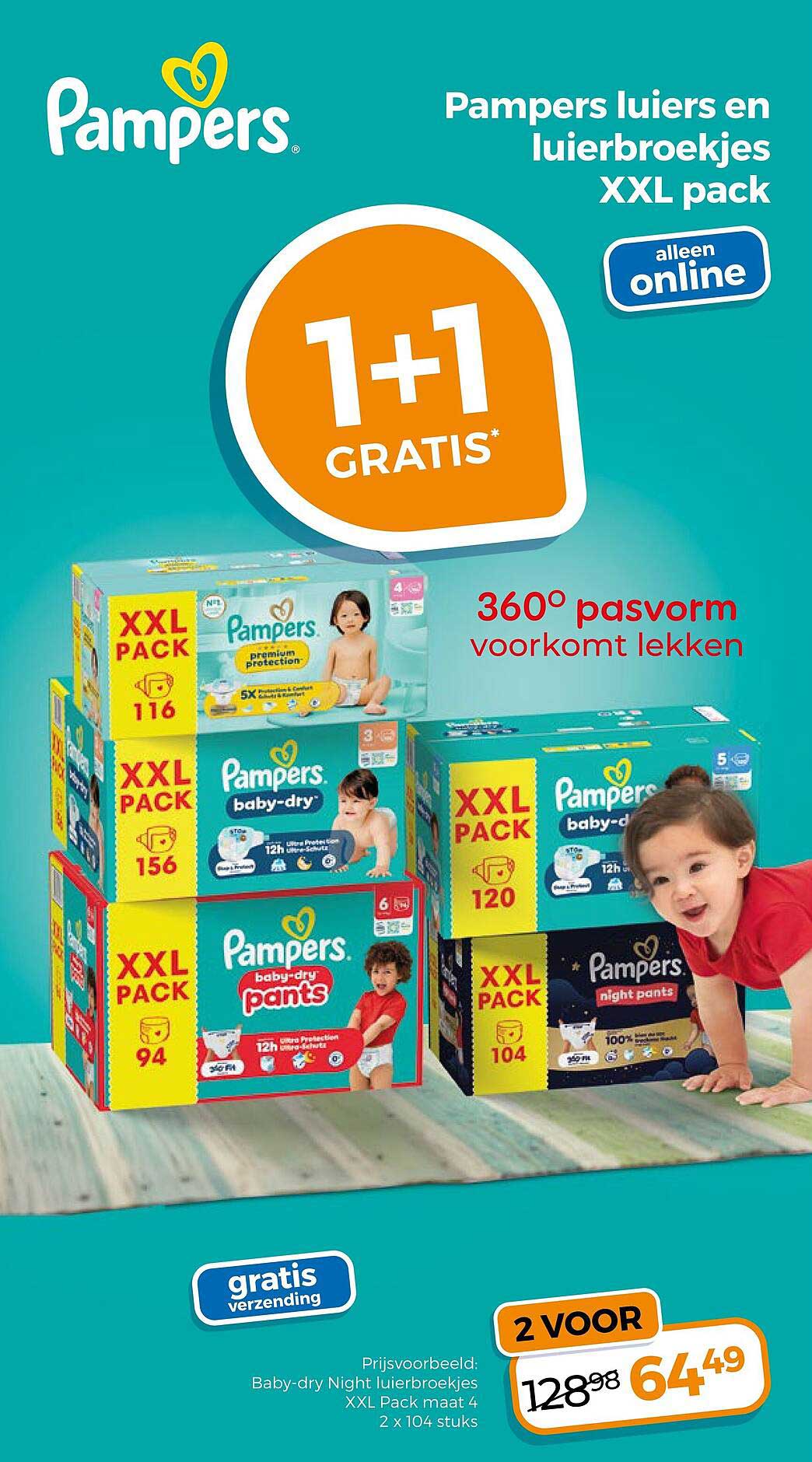 Pampers luiers en luierbroekjes XXL pack 1+1 GRATIS