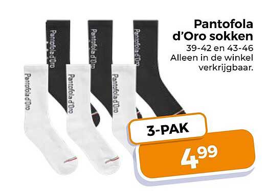 Pantofola d’Oro sokken 39-42 en 43-46 Alleen in de winkel verkrijgbaar. 3-PAK