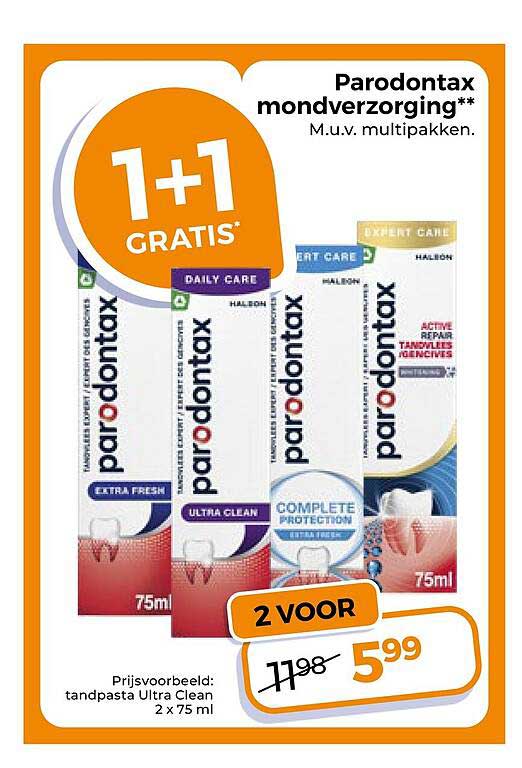 Parodontax mondverzorging** M.u.v. multipakken. 1+1 GRATIS*