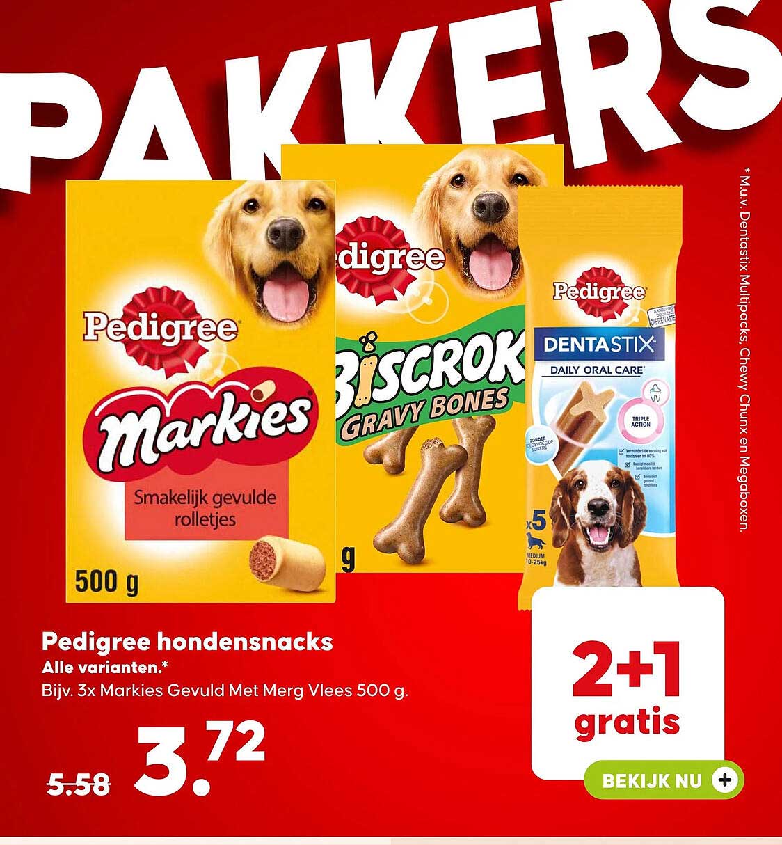 Pedigree hondensnacks 2+1 gratis