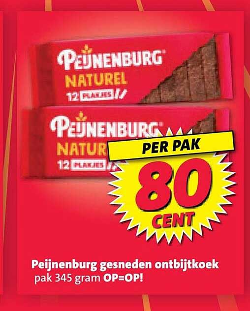 Peijnenburg gesneden ontbijtkoek pak 345 gram OP=OP! PER PAK 80 CENT