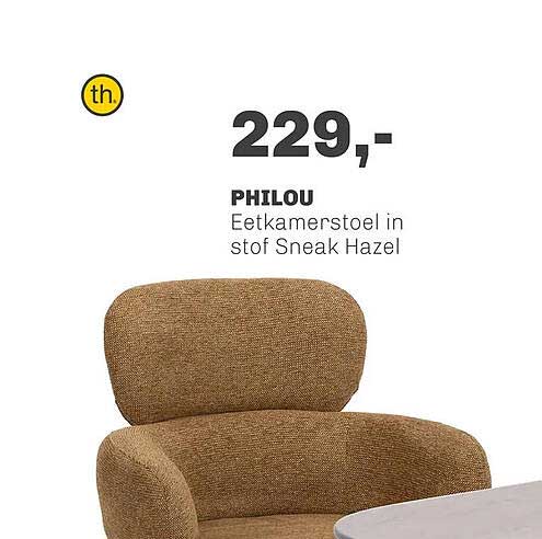 PHILOU Eetkamerstoel in stof Sneak Hazel