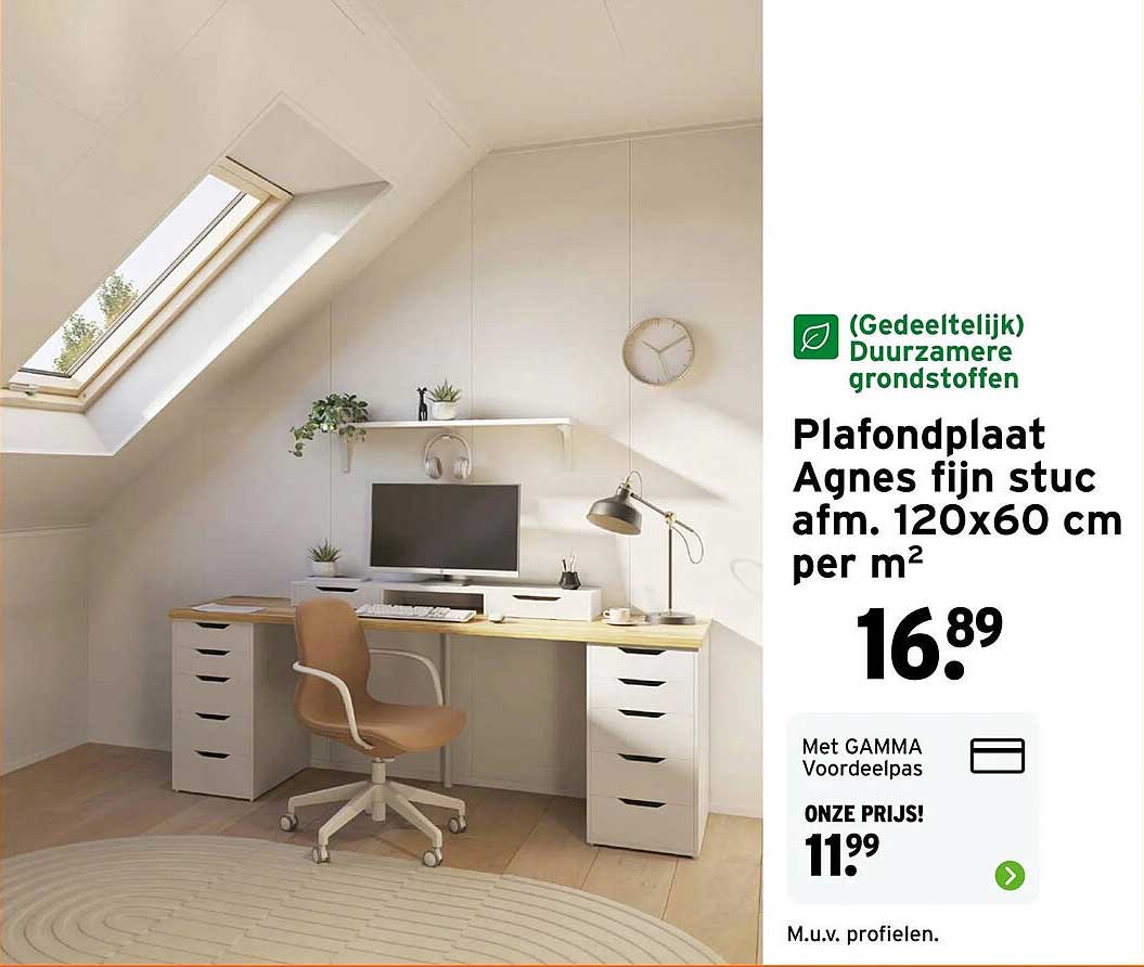 Plafondplaat Agnes fijn stuc afm. 120x60 cm per m²