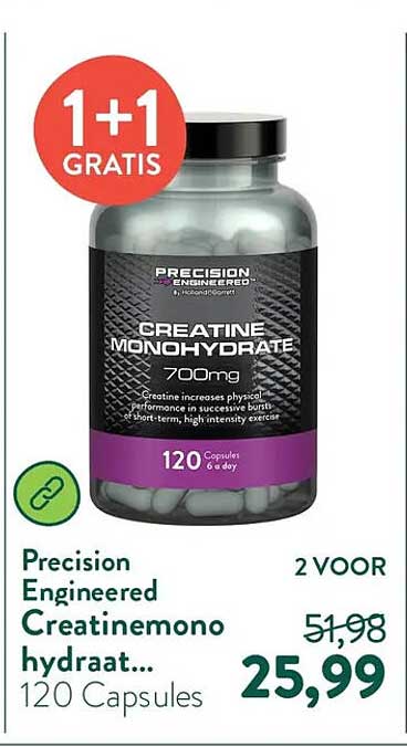 Precision Engineered Creatinemono hydraat... 120 Capsules 1+1 GRATIS