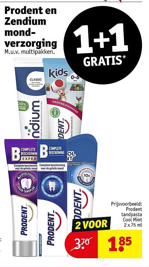 Prodent en Zendium mond-verzorging 1+1 GRATIS*