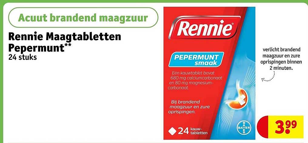 Rennie Maagtabletten Pepermunt** 24 stuks