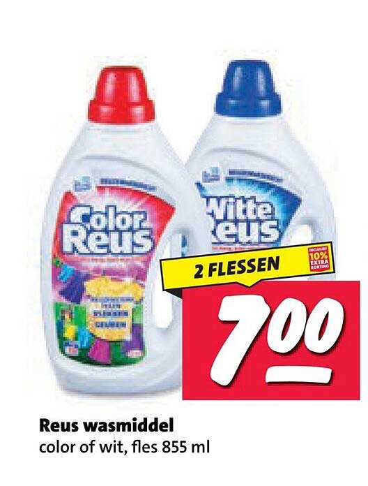 Reus wasmiddel color of wit, fles 855 ml 2 flessen