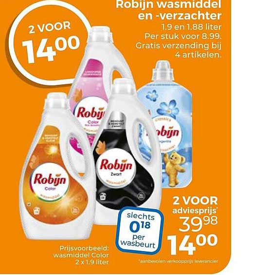 Robijn wasmiddel en -verzachter 1.9 l en 1.88 liter