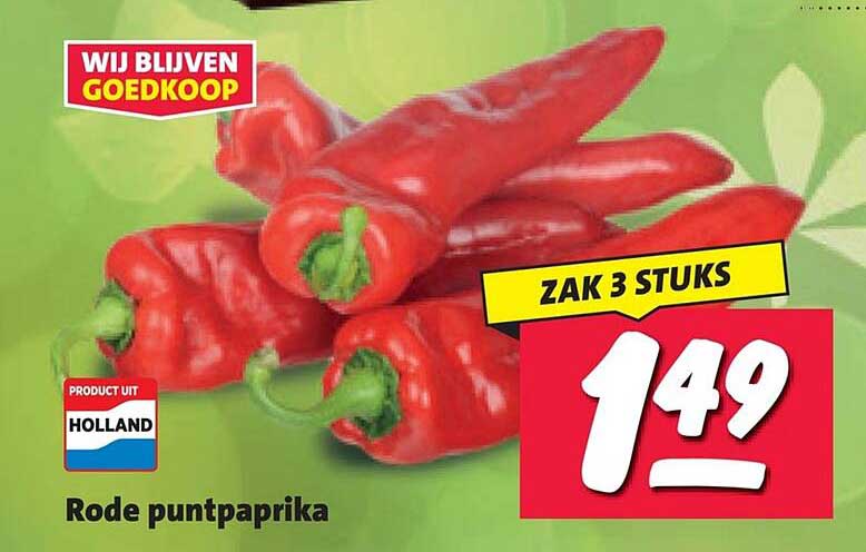 Rode puntpaprika ZAK 3 STUKS