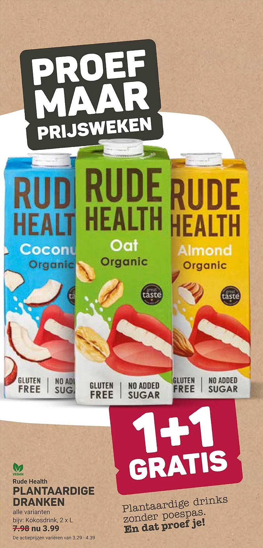 Rude Health plantaardige dranken 1+1 gratis
