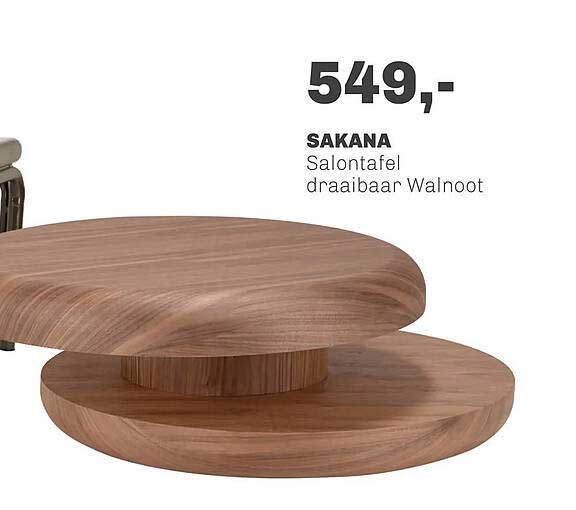 SAKANA Salontafel draaibaar Walnoot