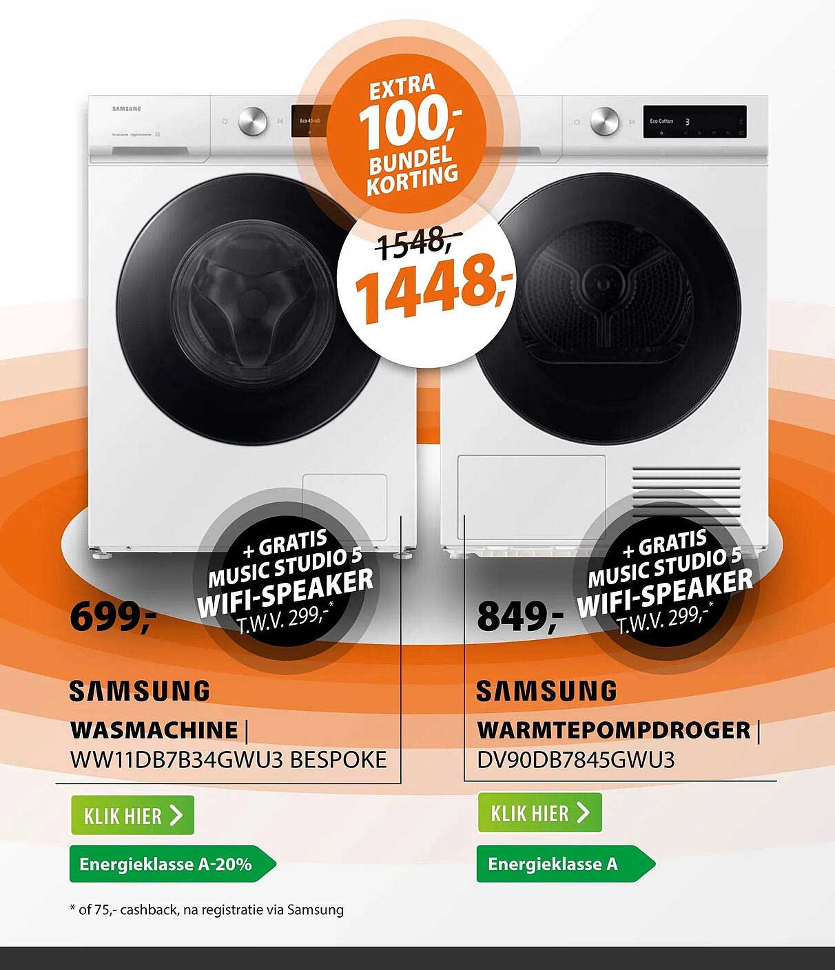 Samsung wasmachine WW11DB7B34GWU3 Bespoke