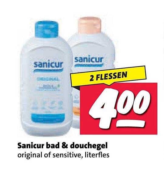 Sanicur bad & douchegel original of sensitive, literfles 2 flessen