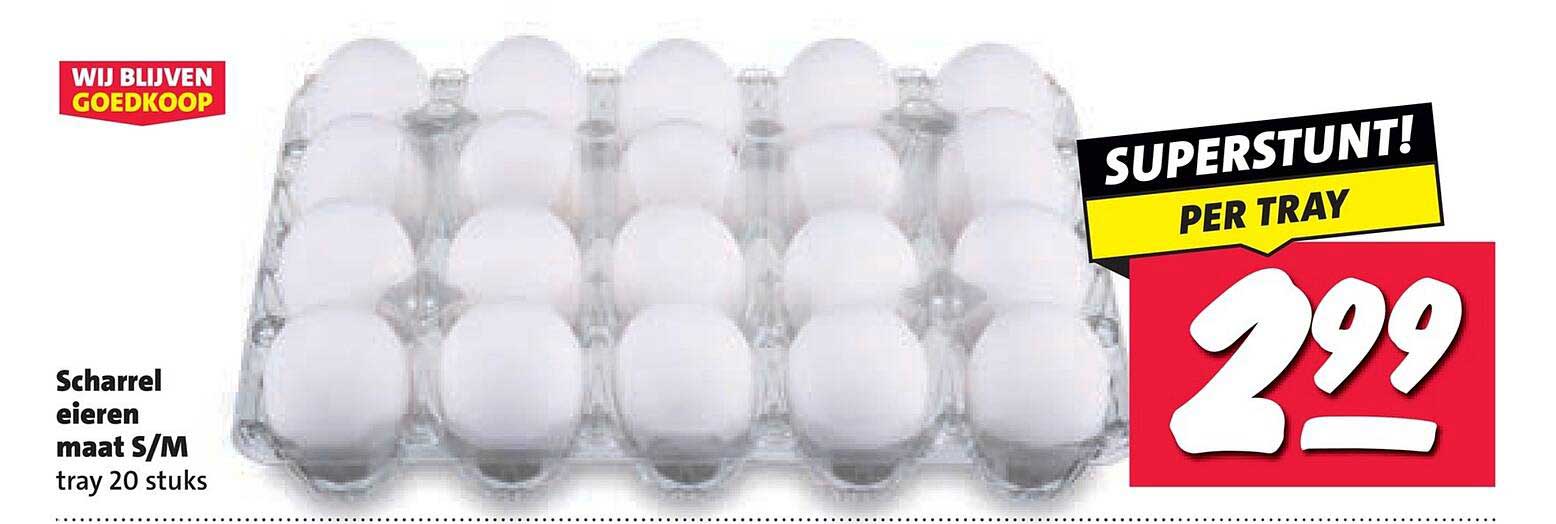Scharrel eieren maat S/M tray 20 stuks SUPERSTUNT! PER TRAY