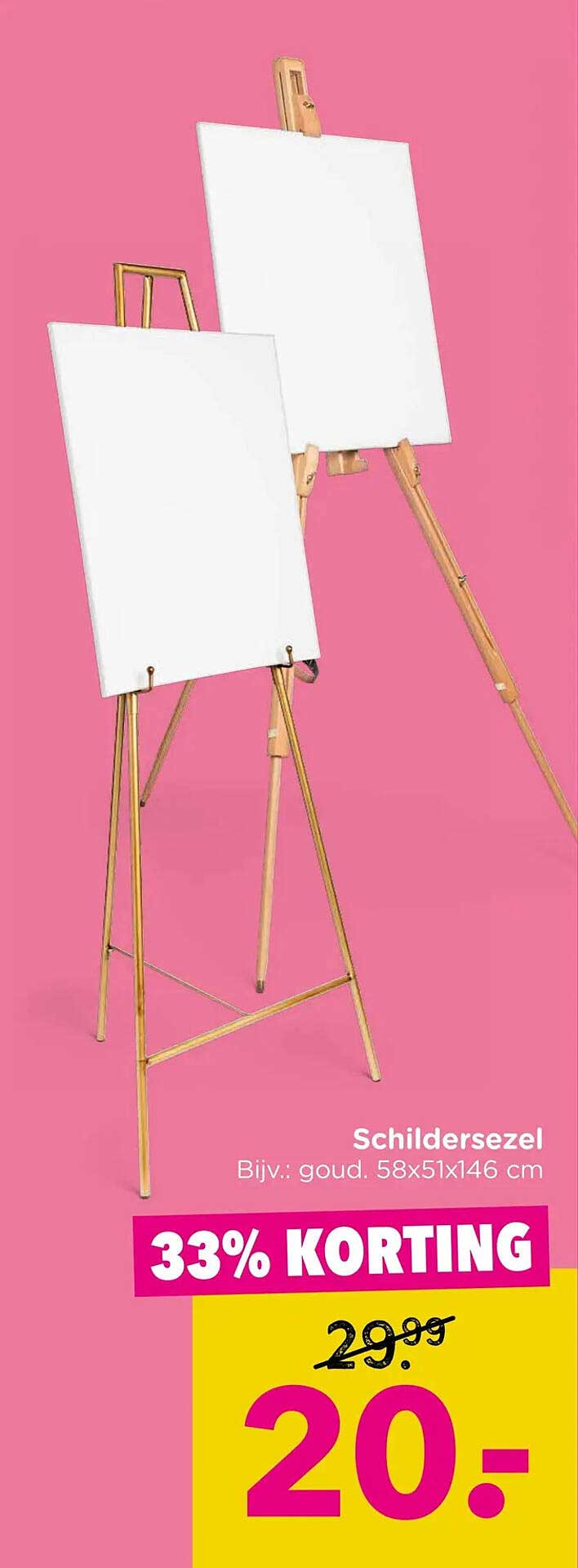 Schildersezel Bijv.: goud. 58x51x146 cm 33% KORTING