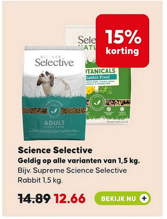 Science Selective 15% korting