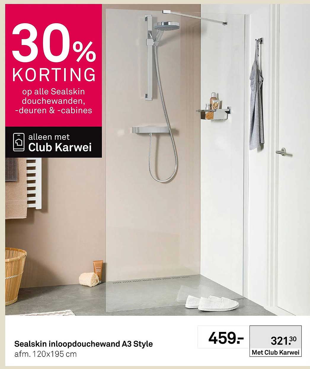 Sealskin inloopdouchewand A3 Style 30% KORTING