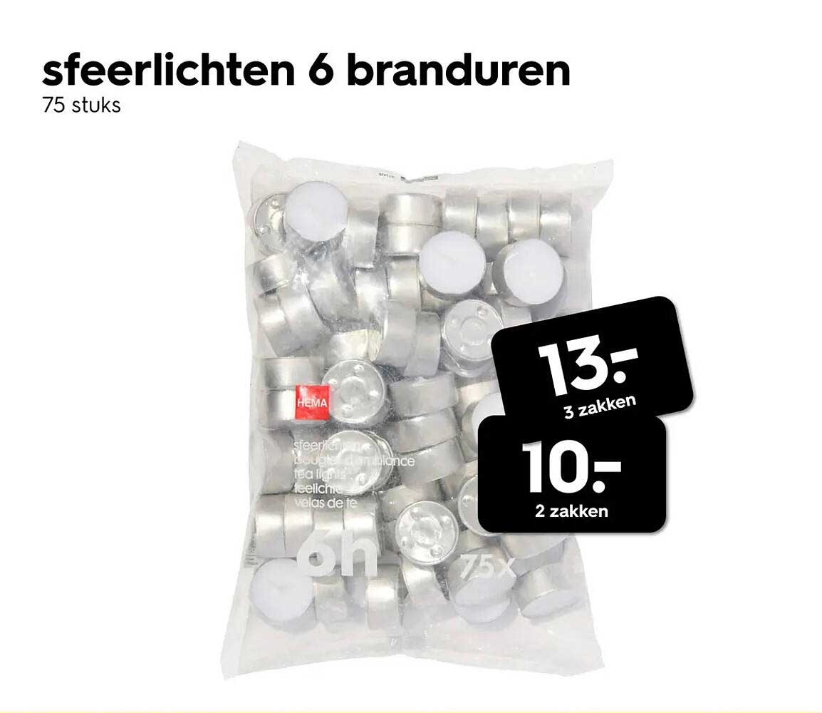 sfeerlichten 6 branduren 75 stuks