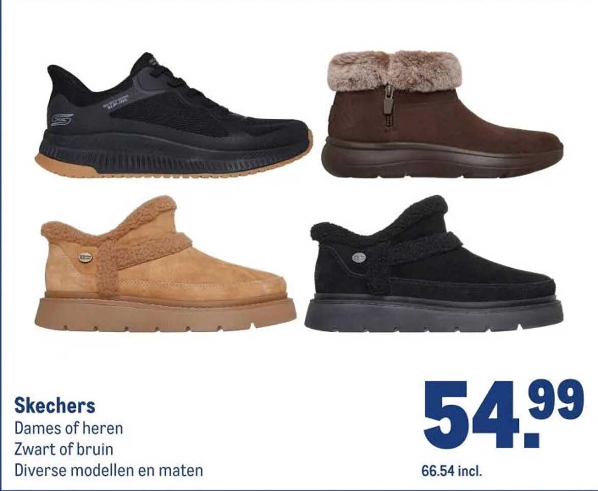 Skechers Dames of heren Zwart of bruin Diverse modellen en maten