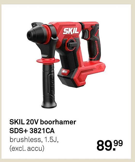 SKIL 20V boorhamer SDS+ 3821CA brushless, 1.5J, (excl. accu)