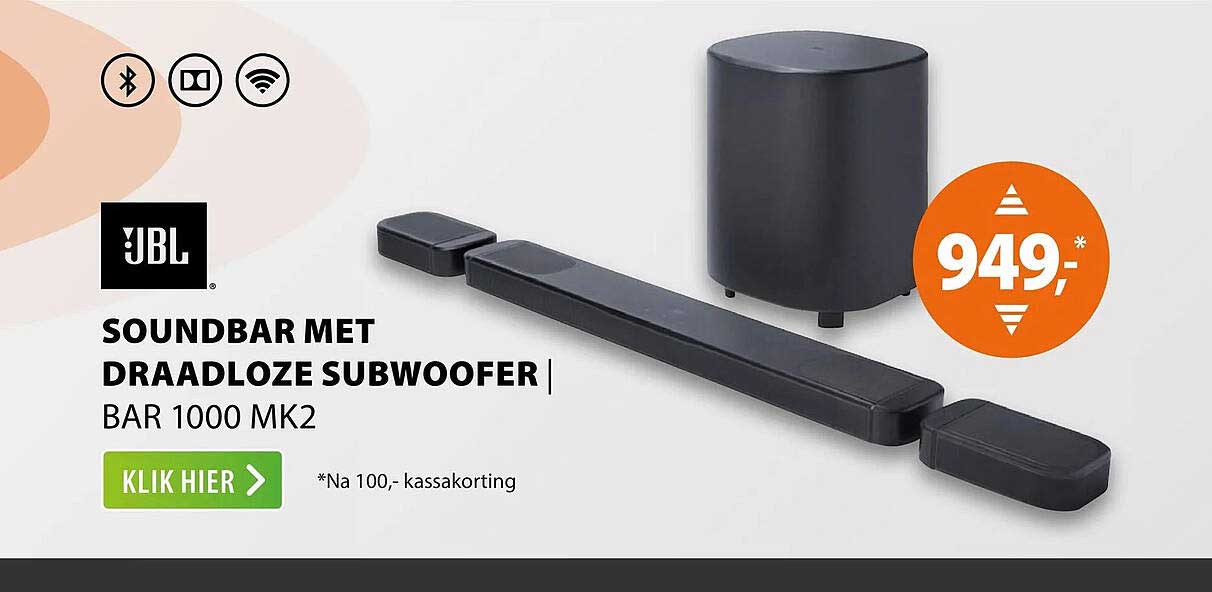 SOUNDBAR MET DRAADLOZE SUBWOOFER | BAR 1000 MK2