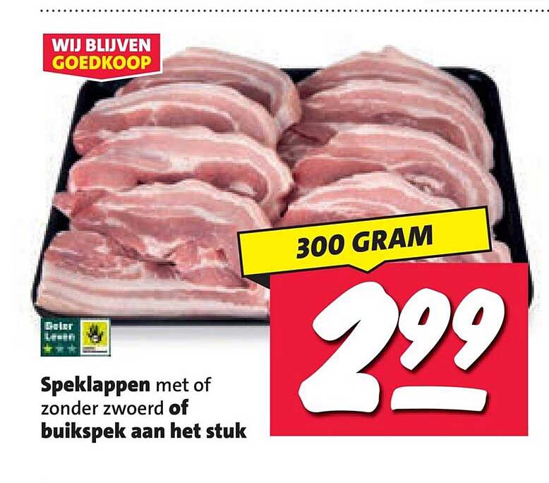 Speklappen met of zonder zwoerd of buik spek aan het stuk