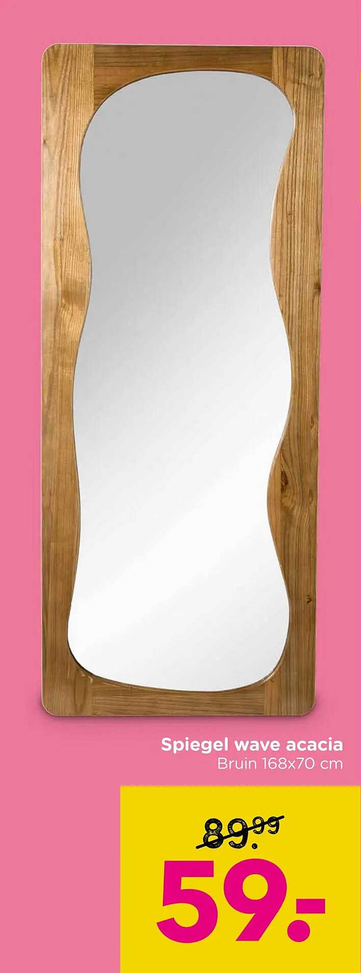 Spiegel wave acacia Bruin 168x70 cm