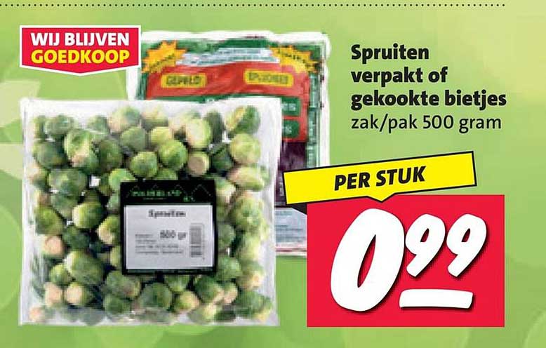 Spruiten verpakt of gekookte bietjes zak/pak 500 gram PER STUK