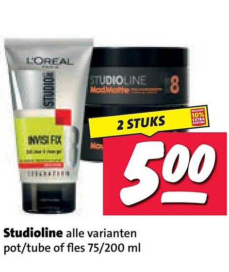 Studioline alle varianten pot/tube of fles 75/200 ml 2 STUKS