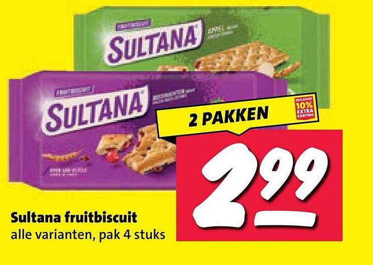 Sultana fruitbiscuit alle varianten, pak 4 stuks 2 PAKKEN