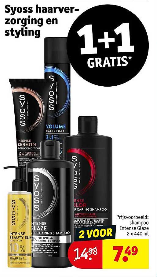 Syoss haarverzorging en styling 1+1 GRATIS*