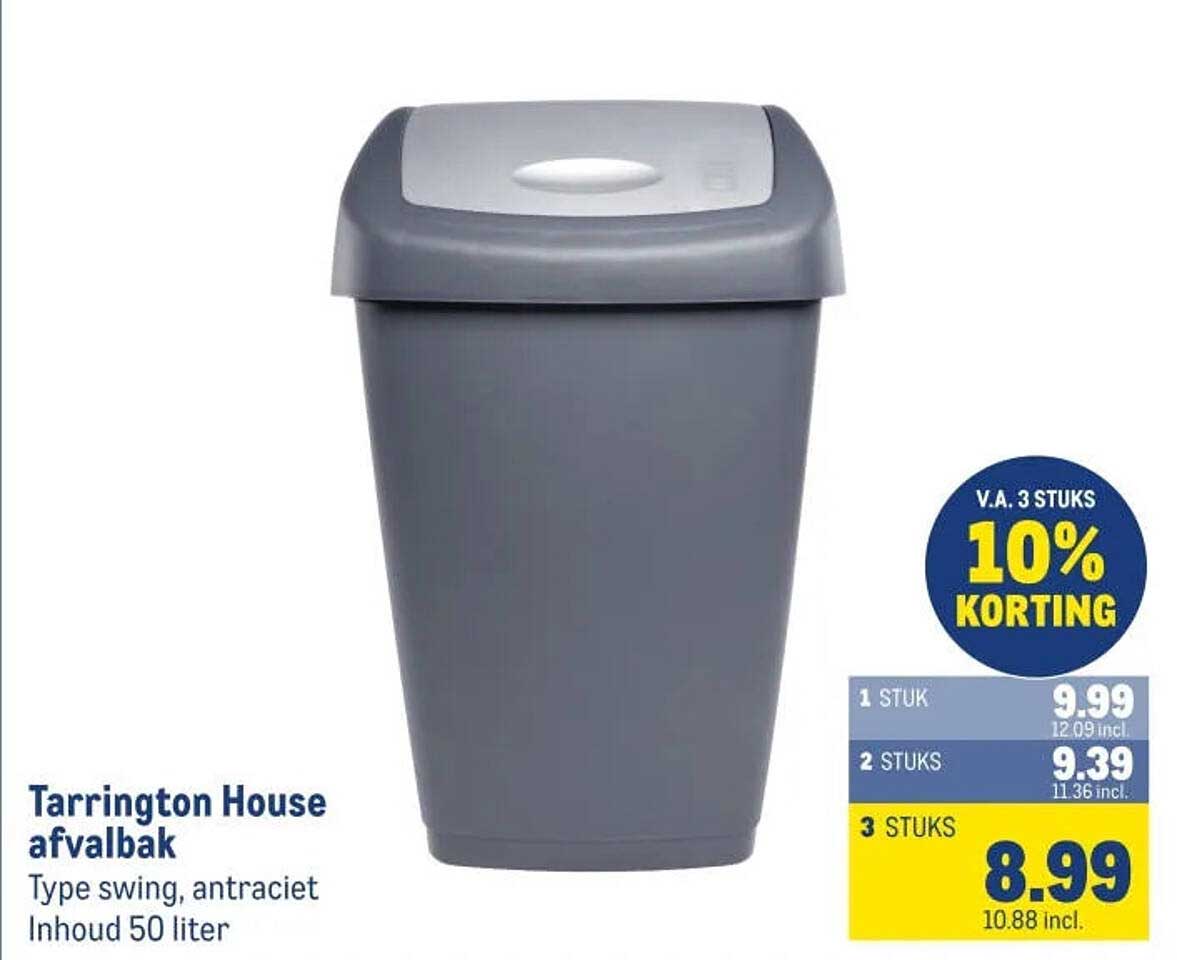 Tarrington House afvalbak Type swing, antraciet Inhoud 50 liter 10% KORTING