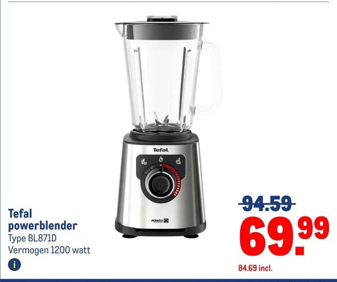 Tefal powerblender Type BL871D Vermogen 1200 watt