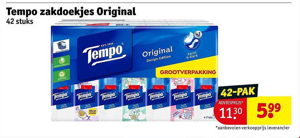 Tempo zakdoekjes Original 42 stuks