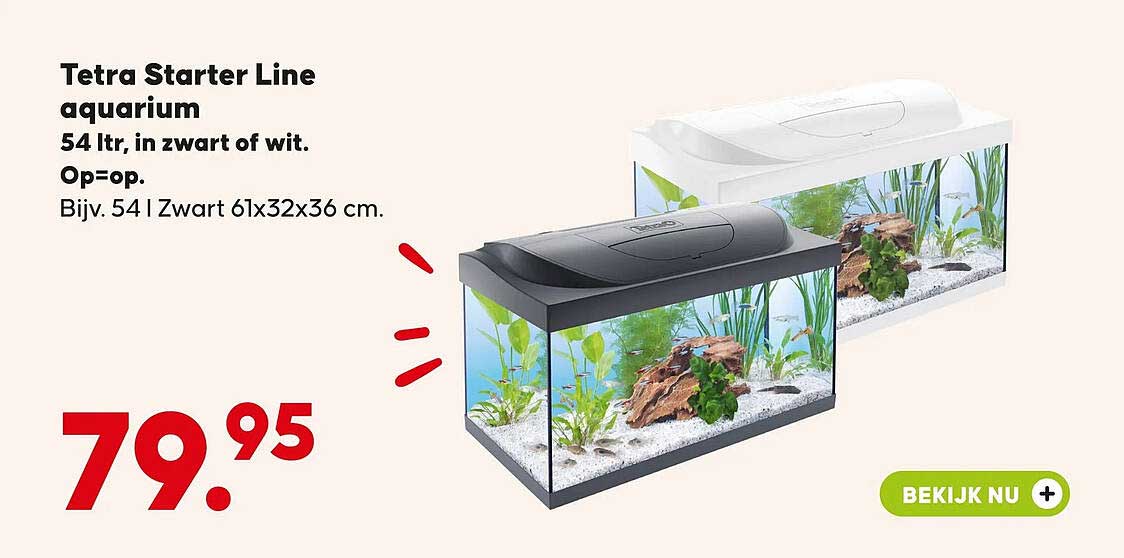 Tetra Starter Line aquarium 54 ltr, in zwart of wit. Op=op.