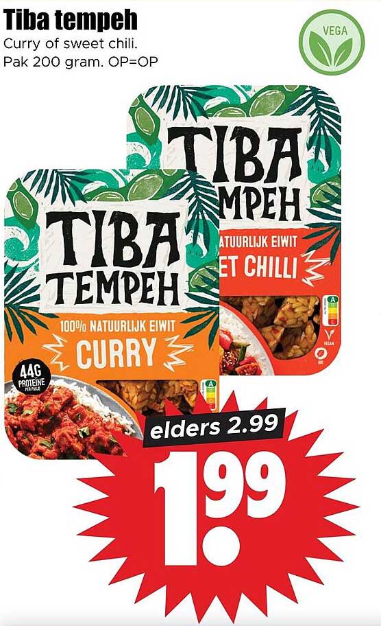 Tiba tempeh Curry of sweet chili, Pak 200 gram, OP=OP