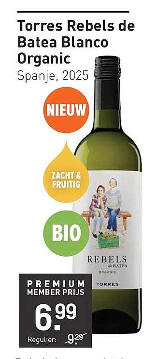 Torres Rebels de Batea Blanco Organic Spanje, 2025