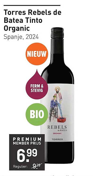 Torres Rebels de Batea Tinto Organic Spanje, 2024