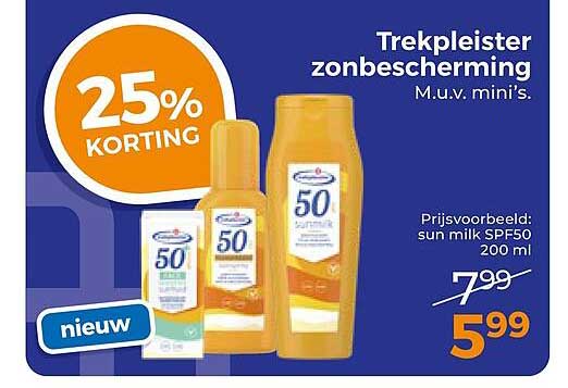 Trekpleister zonbescherming M.u.v. mini's. 25% KORTING