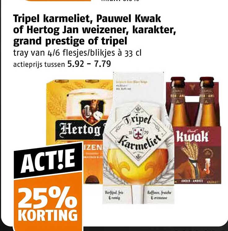 Tripel karmeliet, Pauwel Kwak of Hertog Jan weizener, karakter, grand prestige of tripel 25% korting