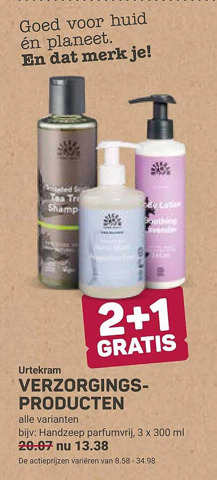Urtekram VERZORGINGSPRODUCTEN 2+1 GRATIS