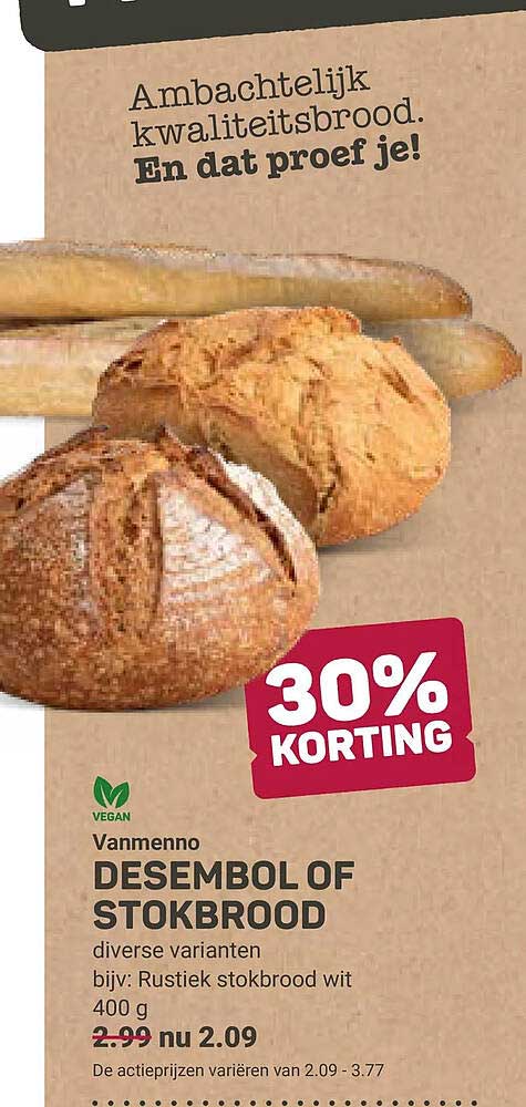 Vannemo Desembol of stokbrood diverse varianten 30% KORTING