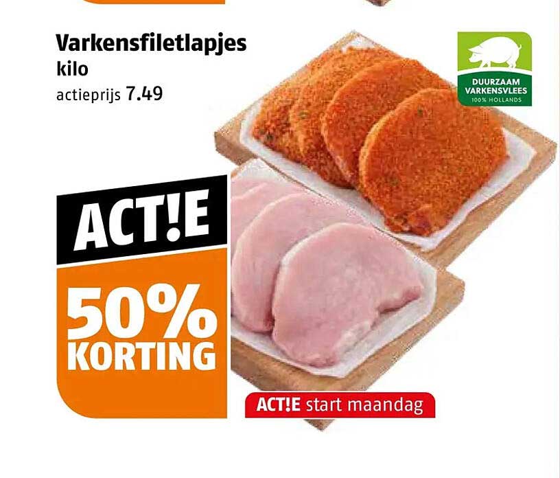 Varkensfiletlapjes kilo ACT!E 50% KORTING