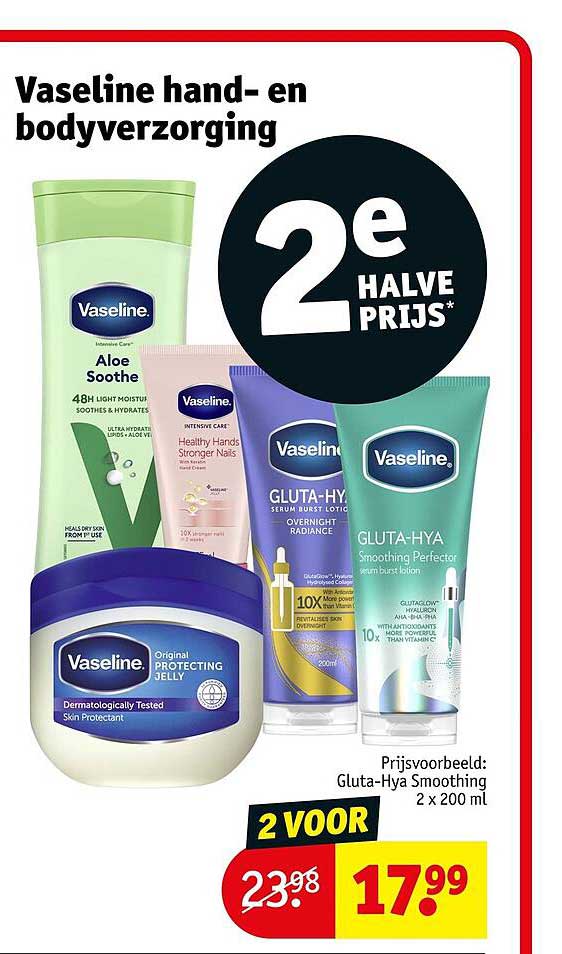 Vaseline hand- en bodyverzorging 2e halve prijs